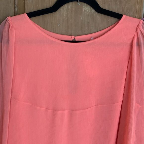 Alice + Olivia Odette flutter sleeve peach chiffon dress NWT - Picture 5 of 12